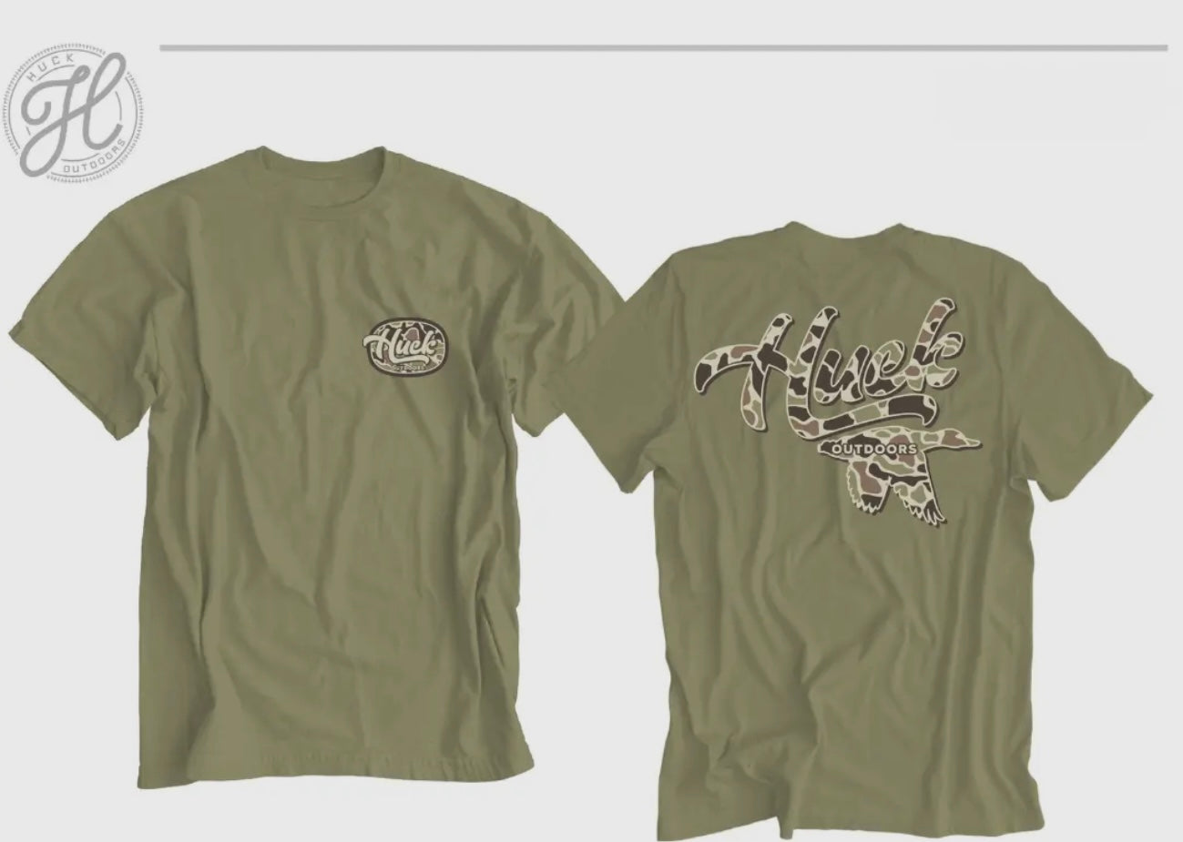 Youth Huck Outdoors Old School Camo Logo T-Shirt