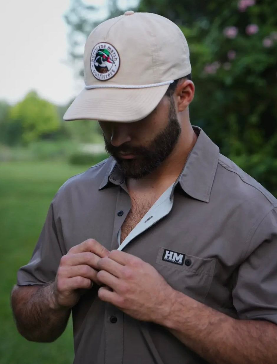Hurricane Marsh Earth Brown Performance Button Up