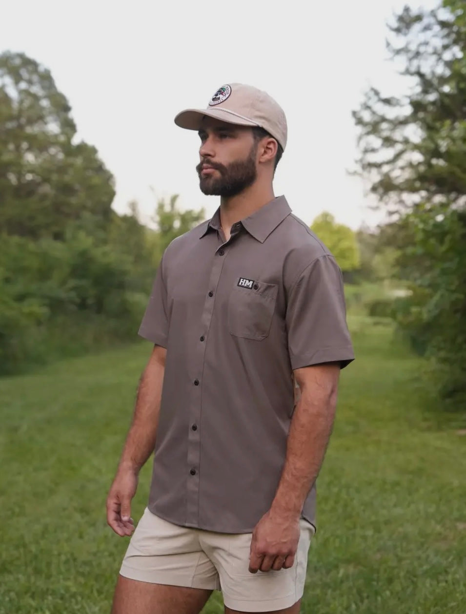 Hurricane Marsh Earth Brown Performance Button Up