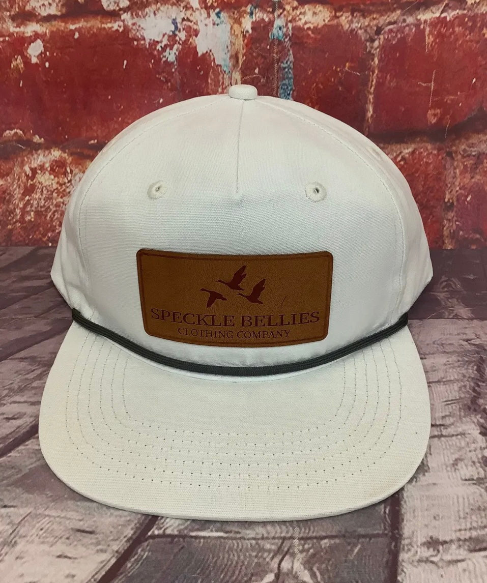 Speckled Bellies 3 Geese Leather Patch Rope Hat