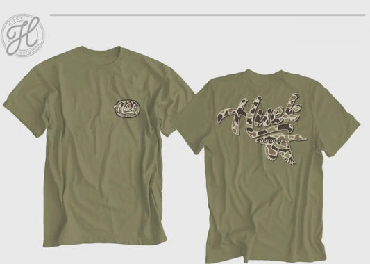 Youth Huck Outdoors Old School Camo Logo T-Shirt