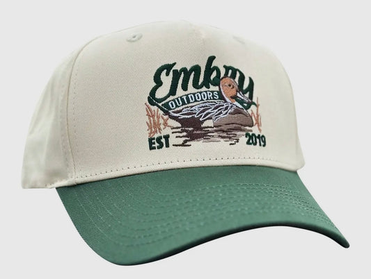 Embry Cream/Green Embroidered Duck Trucker Hat