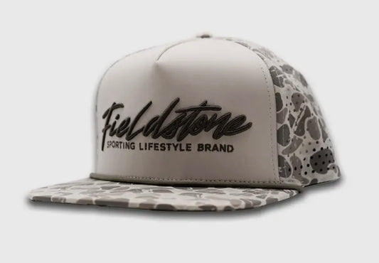 Fieldstone Script Logo Marsh Camo Performance Rope Hat