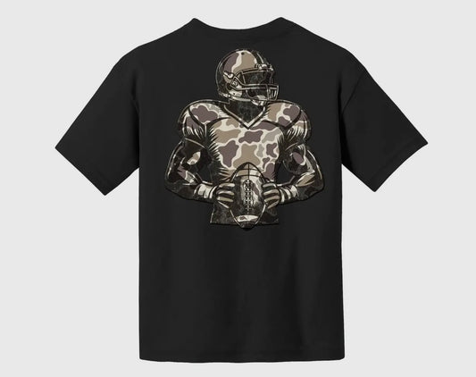 Youth Baller Lifestyle Camo Football Player T-Shirt