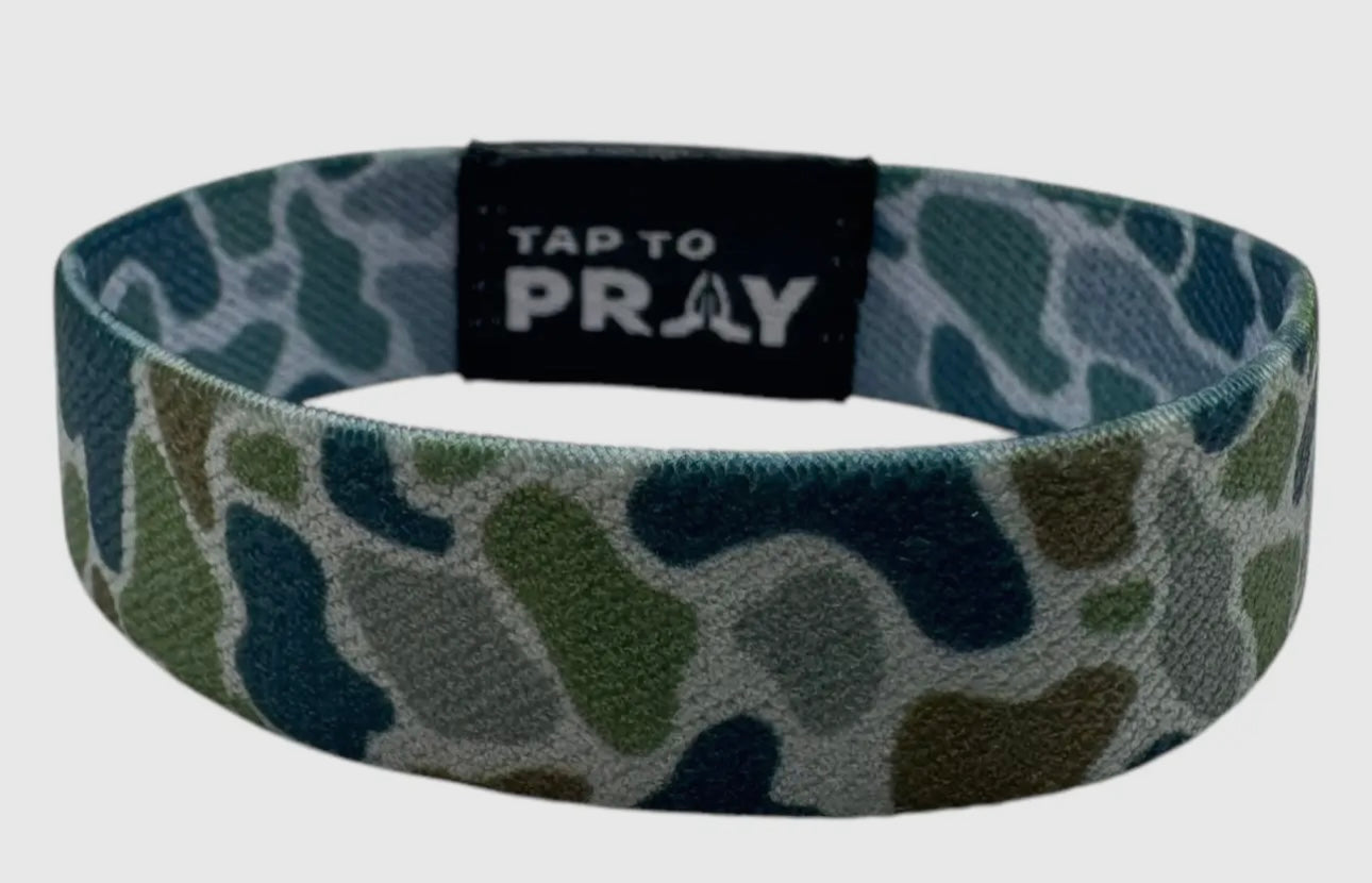 Versible Tap To Pray Wristband River Rock Camo Moss & Slate