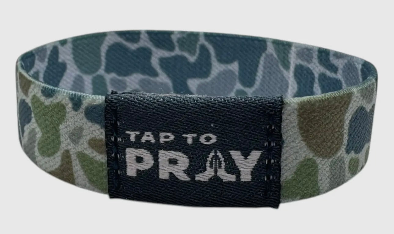 Versible Tap To Pray Wristband River Rock Camo Moss & Slate