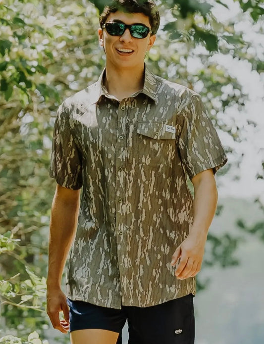 Ole Boy Bottomland Camo Performance Fishing Button Up